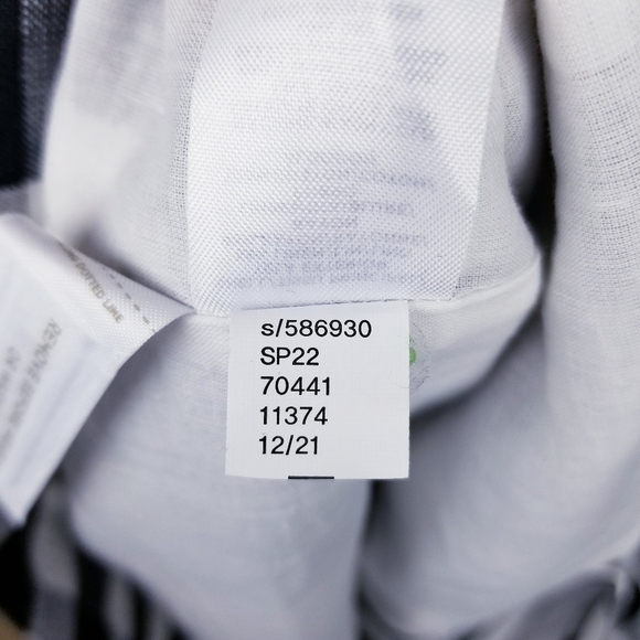 Loft Gingham Linen Blend Button Front V-Neck Dress, size 12 - Picture 12 of 13